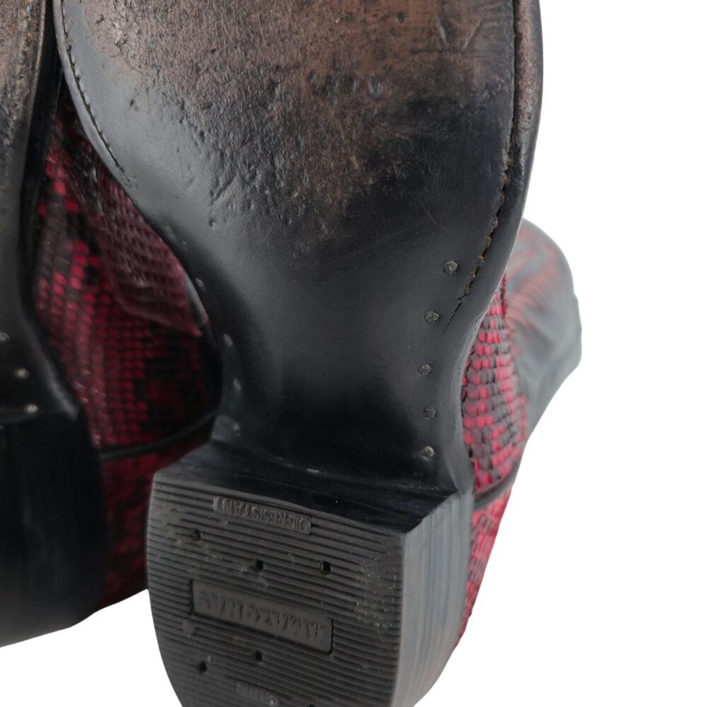 Vintage Mens size 11.5D Red Python Exotic Snakeskin Leather Cowboy Western Boots - Picture 13 of 16